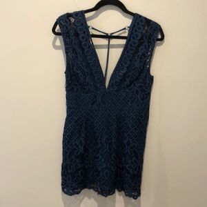 Free people blue and black dress side zip size 6